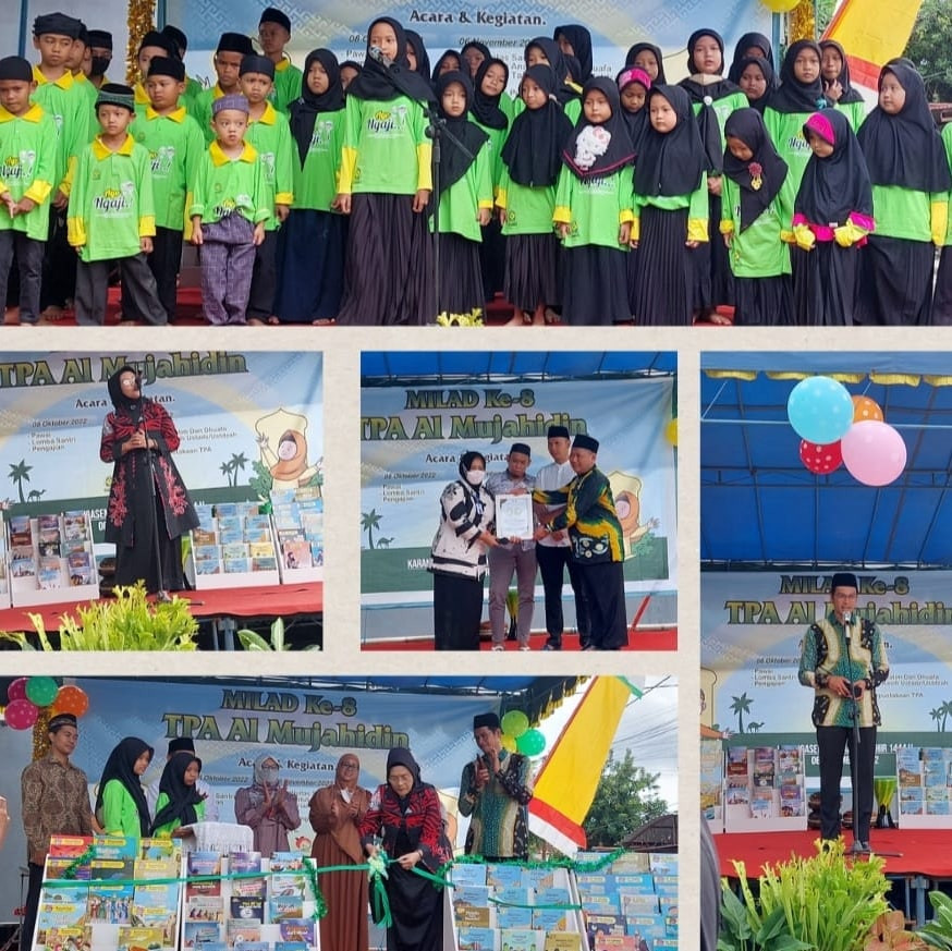 Perayaan Milad ke 8 dan peresmian Perpustakaan TPA Al  Mujahidin RW12 Karangasem Gempol,