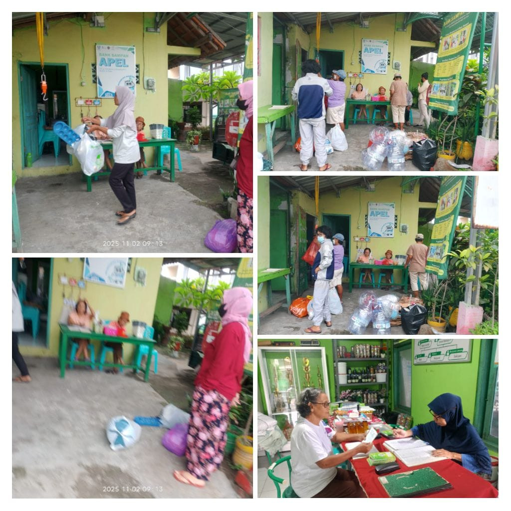 Penimbangan dan pemilahan sampah bank apel