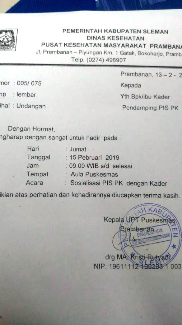 Sosialisasi Porgram Indonesia Sehat dengan Pendekatan Keluarga (PIS-PK) dengan Kader Posyandu se Kecamatan Prambanan Sleman