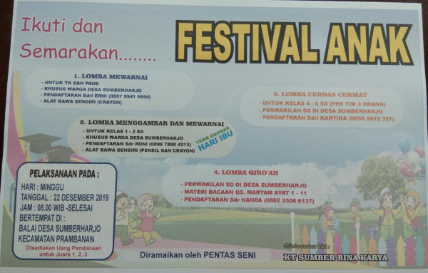 Kampung KB Sengir_Kegiatan Kelurahan Sumberharjo_Pemasangan Poster Festival Anak Sumberharjo 2019