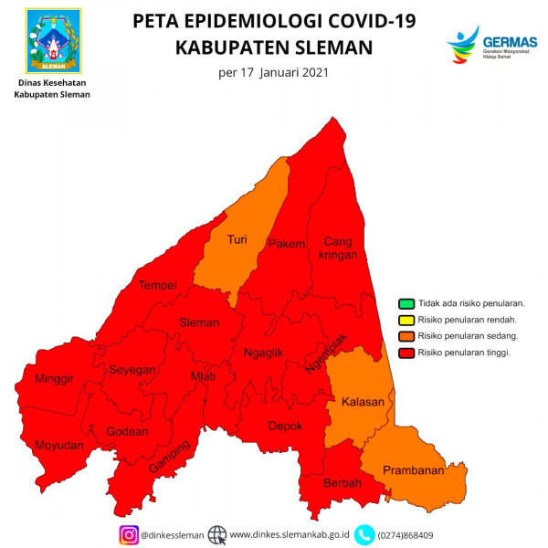 Kampung KB Sengir_Tim Satgas Covid-19 Sumberharjo_Info Data PETA EPIDEMILOGI COVID-19 KABUPATEN SLEMAN per 17 Januari 2021