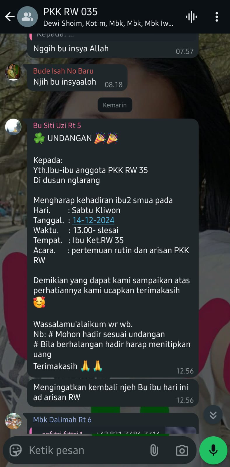 pertemuan PKK RW 35  Padukuhan Malangrejo