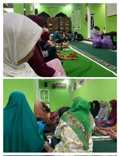 Pengajian menjelang berbuka puasa di masjid Nurul Iman Sanggrahan