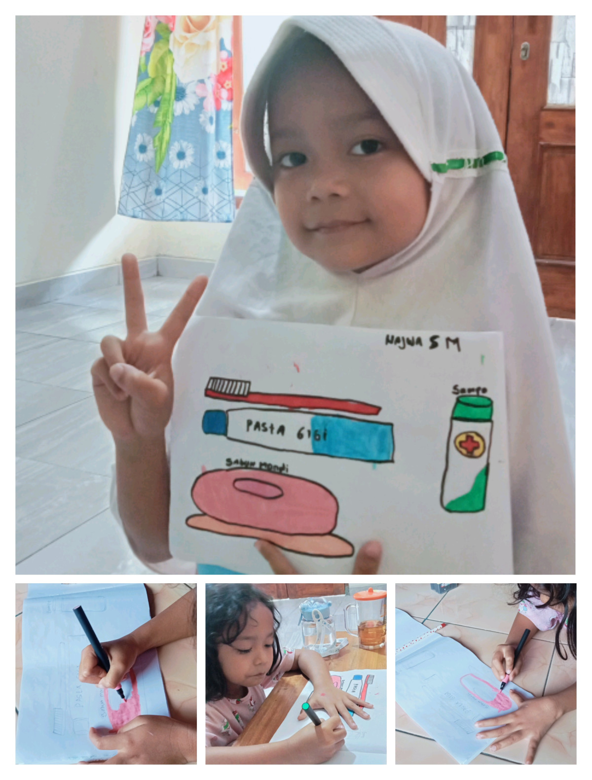 Belajar mengajar dan mewarnai dek Najwa daring sekolah dirumah Tegalsari