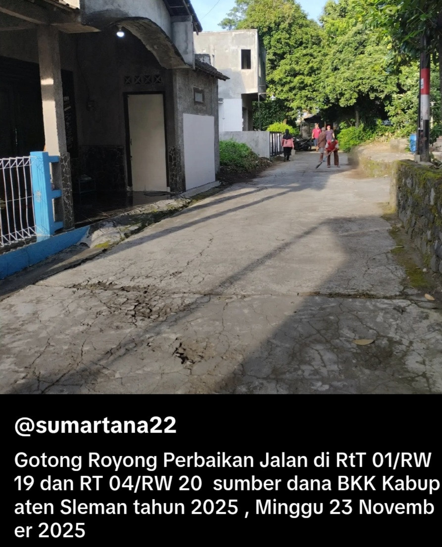 Kerja Bakti Perbaikan Dan Pengecoran Jalan Kunti RT 01 Padukuhan Pokoh