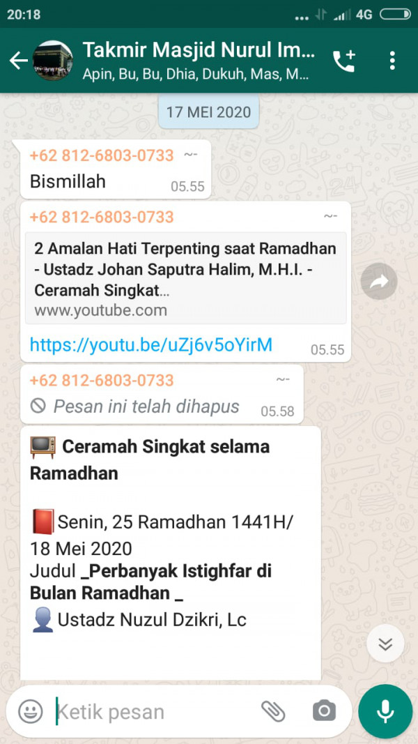 Seri Kultum Ramadhan oleh Ustadz Johan Saputra Halim