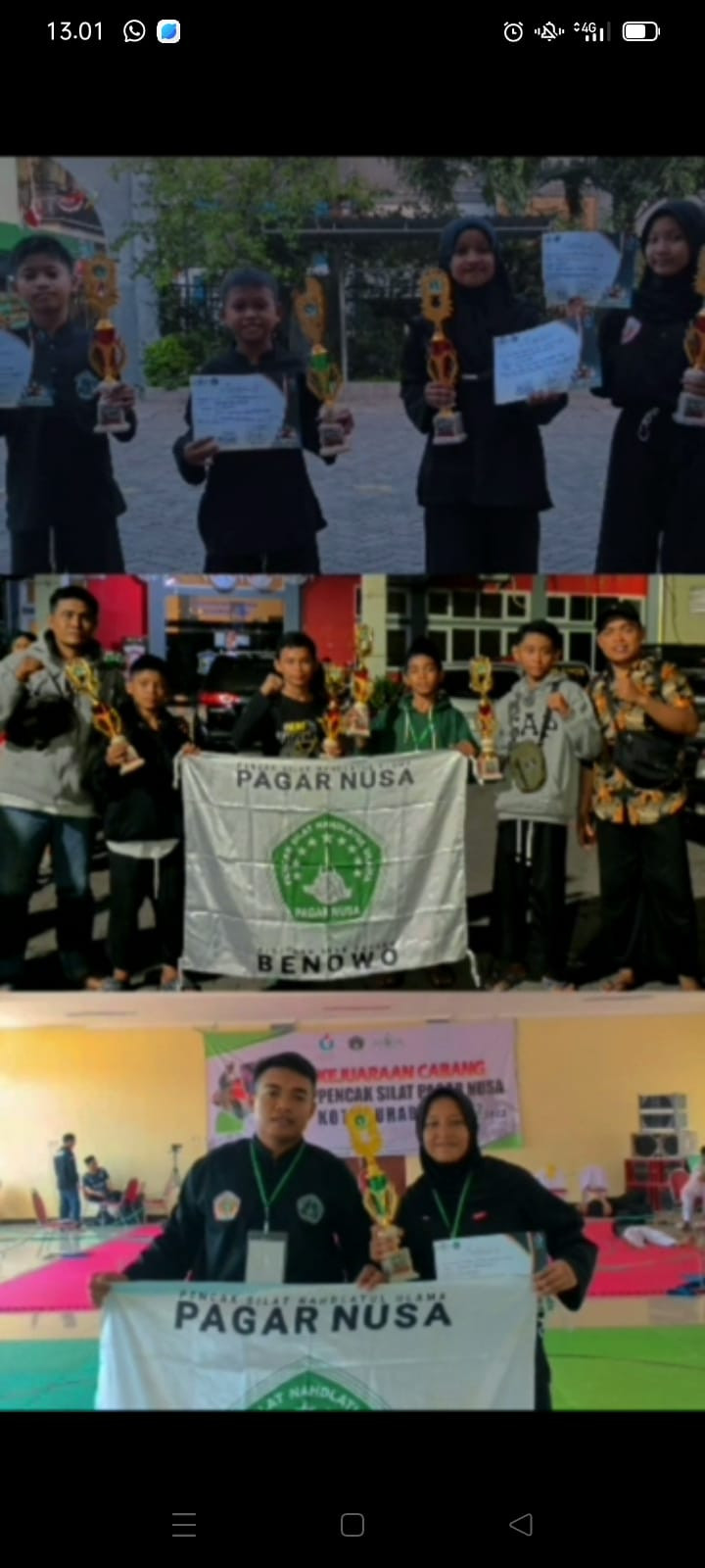 lomba kejuaraan pencak silat pagar nusa remaja(juara 1&3)