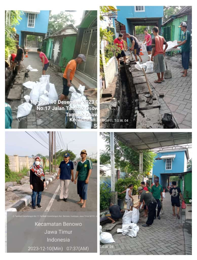 kegiatan kerja bakti massal  bersama bpk lurah bersama staf dan seluruh warga