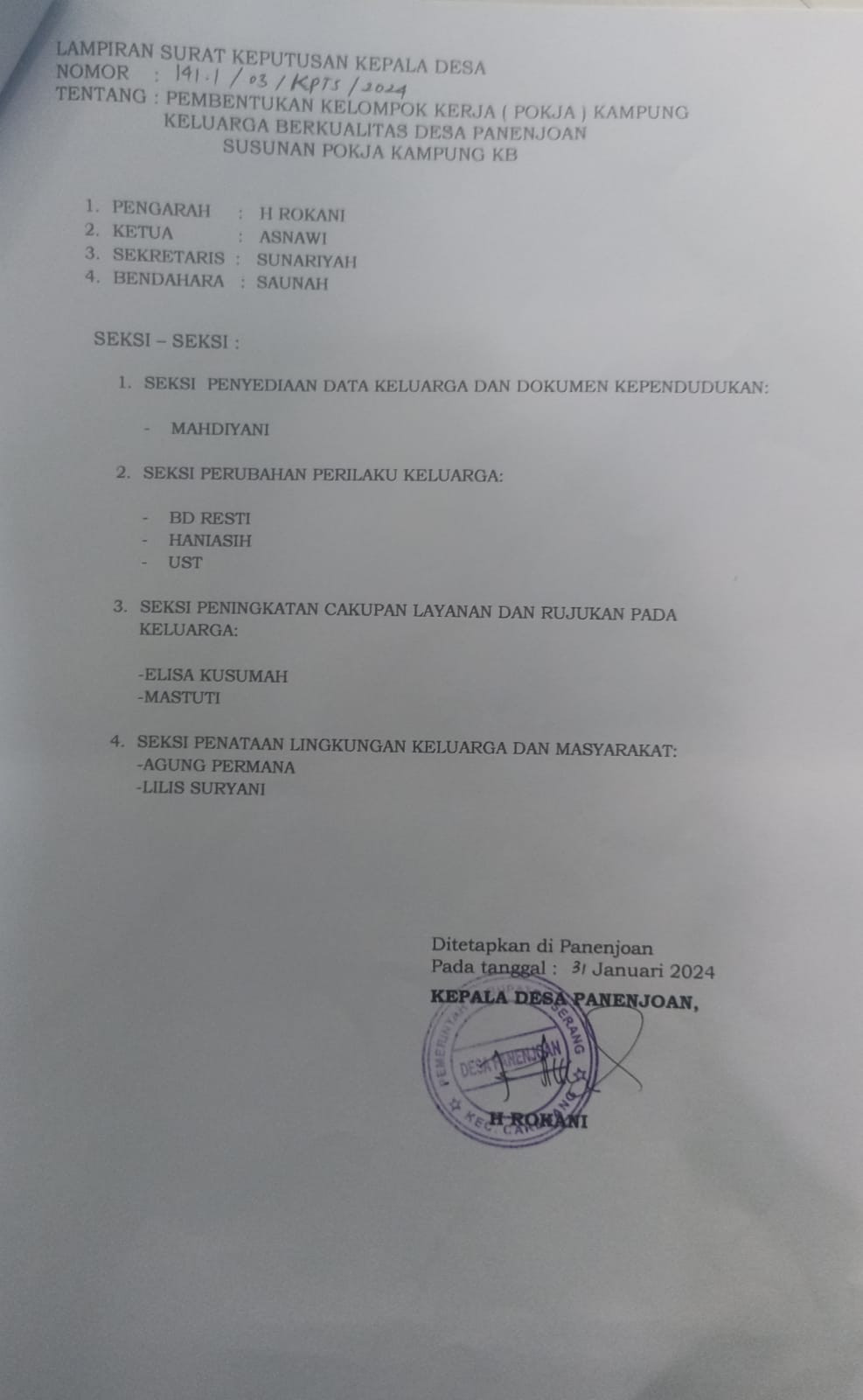 organisasi Kepengurusan SK KP KB