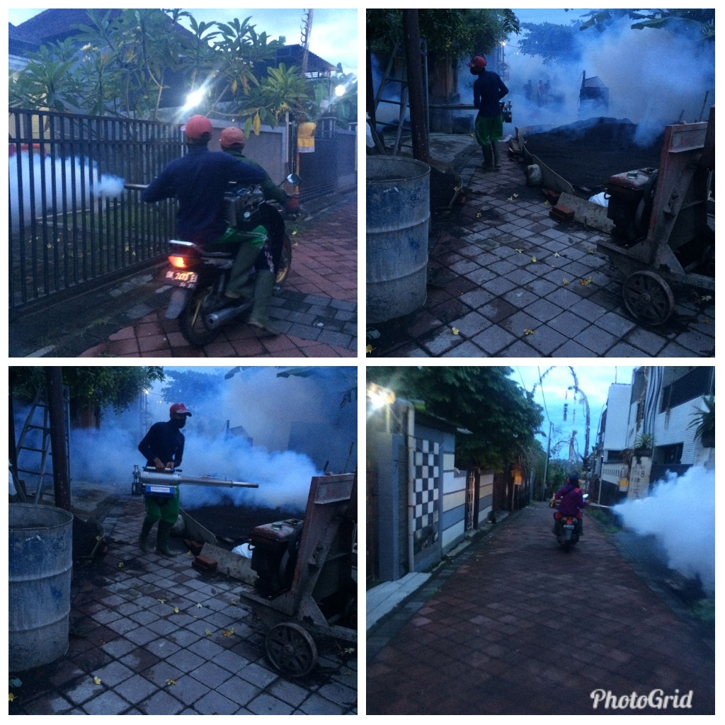 kegiatan Fogging atau penyemprotan Sarang Nyamuk Di Desa Dalung