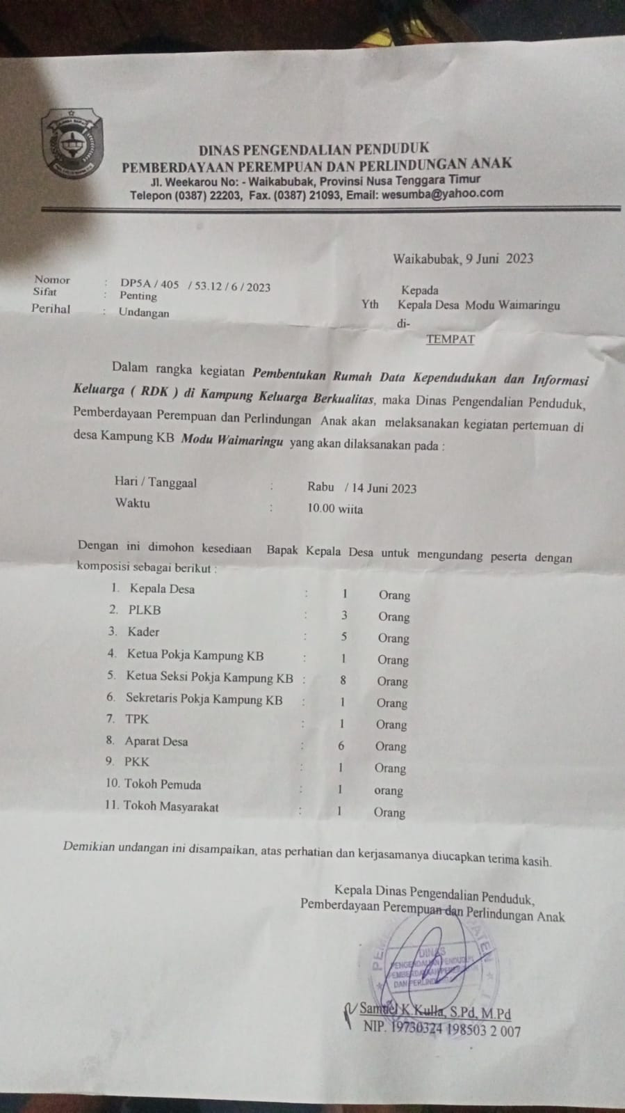 Pembentukan Rumah Data Kependudukan & Informasi Keluarga di Kampung KB