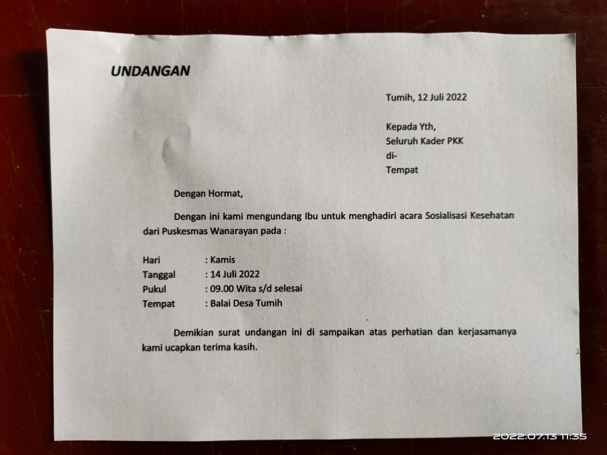 SOSIALISASI KESEHATAN DARI PUSKESMAS WANARAYA